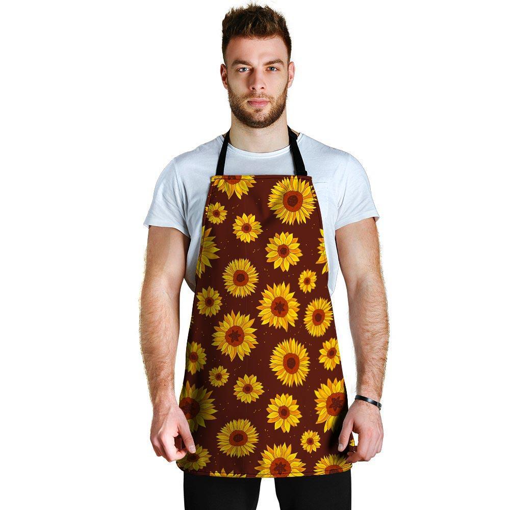 Brown Sunflower Men's Apron-grizzshop