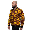 Brown Sunflower Men's Bomber Jacket-grizzshop