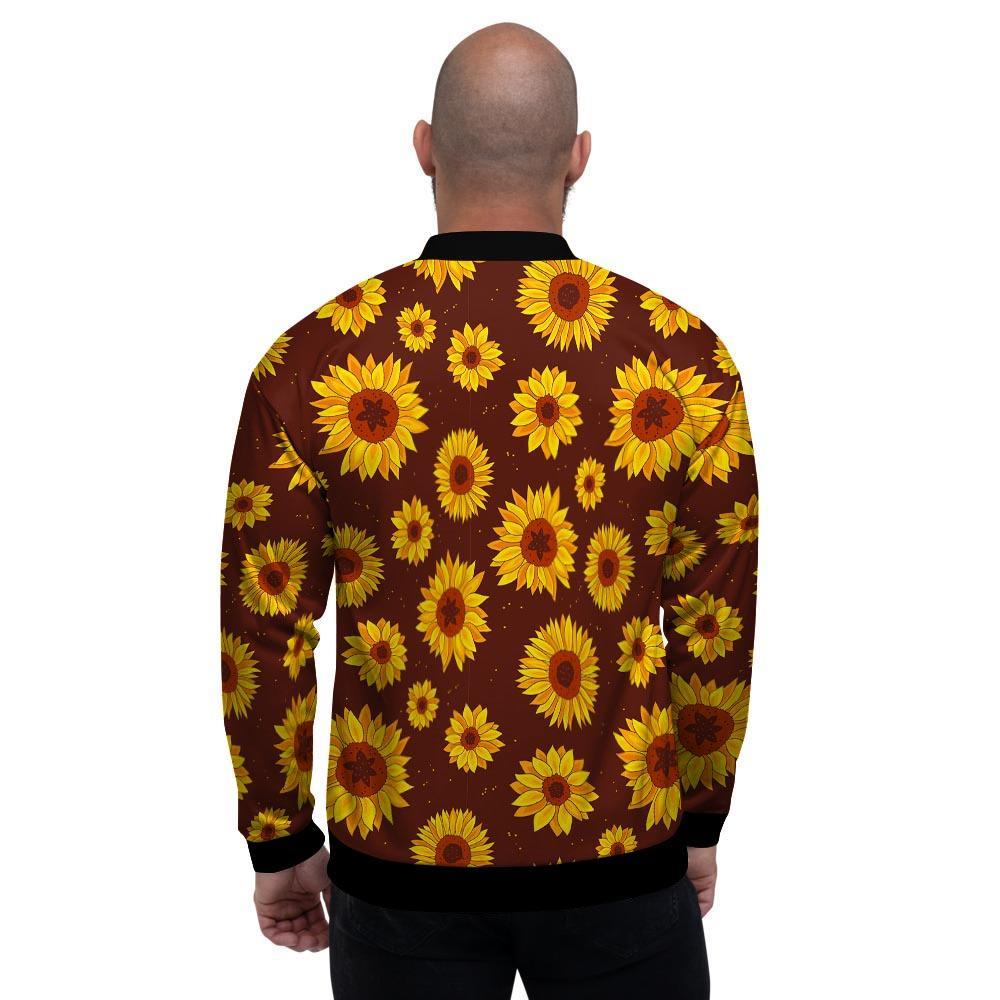 Brown Sunflower Men's Bomber Jacket-grizzshop