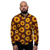 Brown Sunflower Men's Bomber Jacket-grizzshop