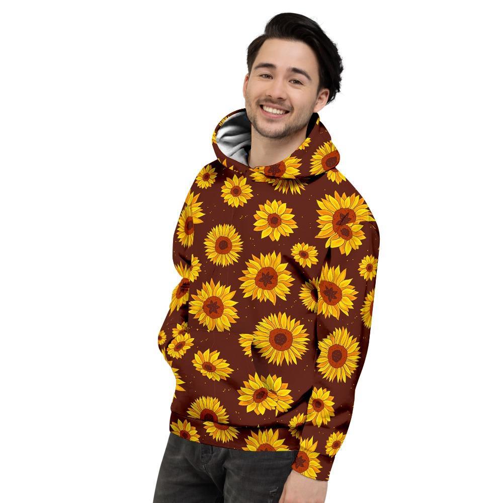 Brown Sunflower Men's Hoodie-grizzshop