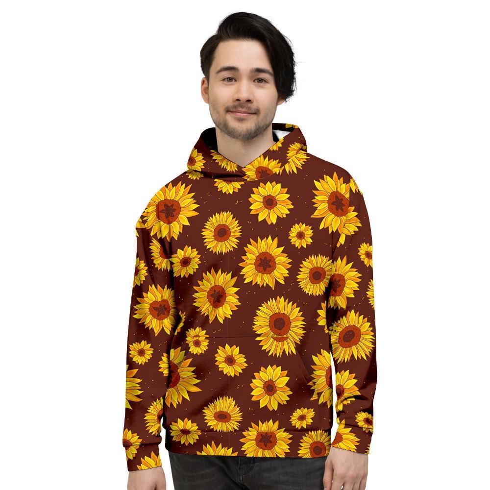 Brown Sunflower Men's Hoodie-grizzshop