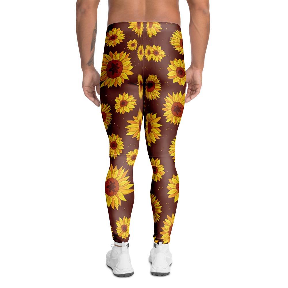 Brown Sunflower Men's Leggings-grizzshop