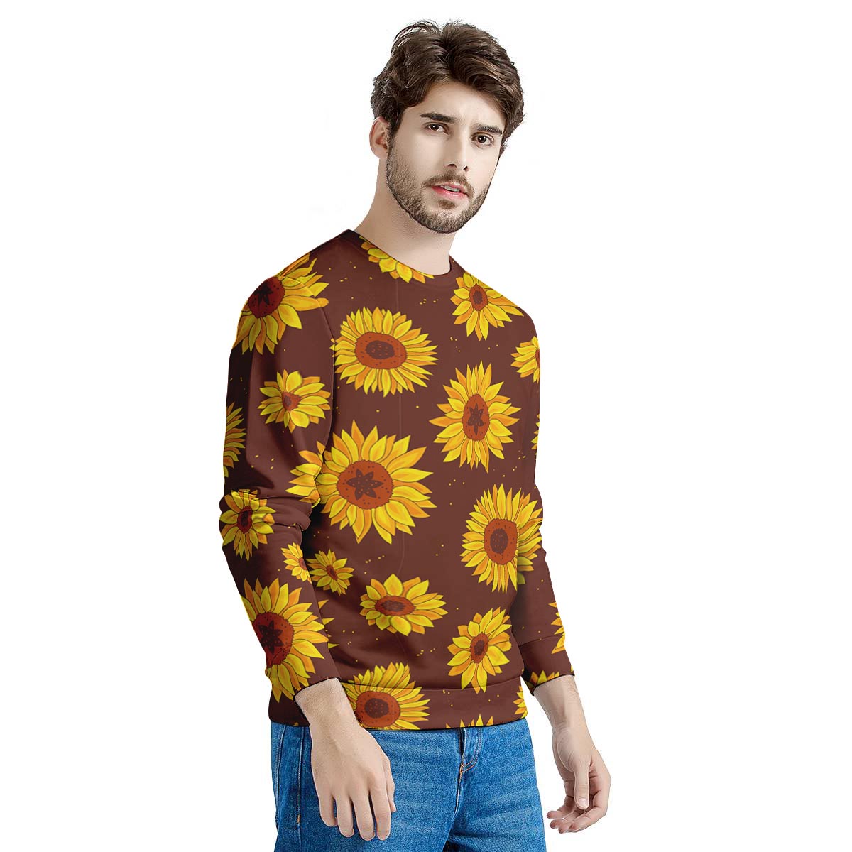 Brown Sunflower Men's Sweatshirt-grizzshop