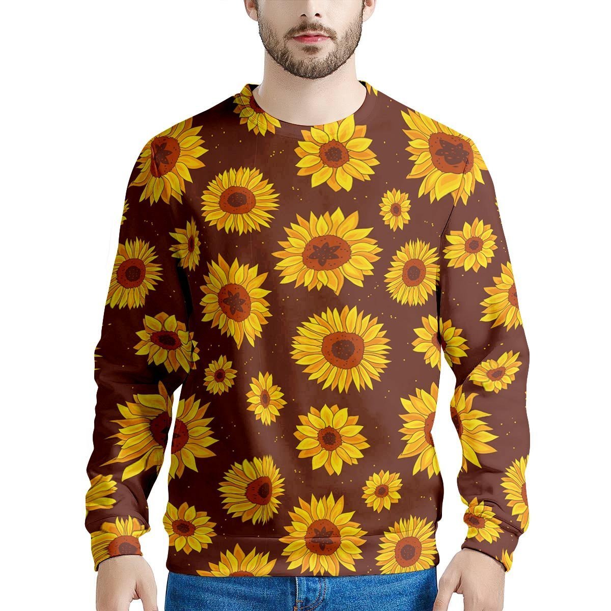 Brown Sunflower Men's Sweatshirt-grizzshop