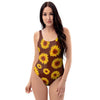 Brown Sunflower One Piece Swimsuite-grizzshop