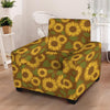 Brown Sunflower Print Armchair Cover-grizzshop