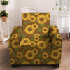 Brown Sunflower Print Armchair Cover-grizzshop