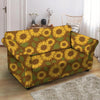 Brown Sunflower Print Loveseat Cover-grizzshop