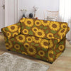 Brown Sunflower Print Loveseat Cover-grizzshop