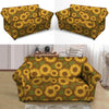 Brown Sunflower Print Loveseat Cover-grizzshop