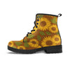 Brown Sunflower Print Men's Boots-grizzshop