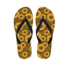 Brown Sunflower Print Men's Flip Flops-grizzshop