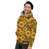 Brown Sunflower Print Men's Hoodie-grizzshop