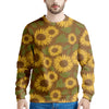 Brown Sunflower Print Men's Sweatshirt-grizzshop