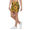 Brown Sunflower Print Mini Skirt-grizzshop