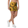 Brown Sunflower Print Mini Skirt-grizzshop