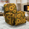 Brown Sunflower Print Recliner Cover-grizzshop