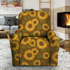 Brown Sunflower Print Recliner Cover-grizzshop