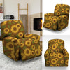 Brown Sunflower Print Recliner Cover-grizzshop