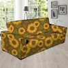 Brown Sunflower Print Sofa Cover-grizzshop