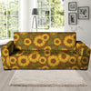 Brown Sunflower Print Sofa Cover-grizzshop