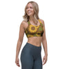 Brown Sunflower Print Sports Bra-grizzshop