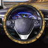 Brown Sunflower Print Steering Wheel Cover-grizzshop