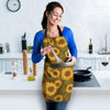 Brown Sunflower Print Women's Apron-grizzshop