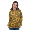 Brown Sunflower Print Women's Hoodie-grizzshop