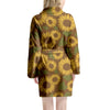 Brown Sunflower Print Women's Robe-grizzshop