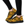 Brown Sunflower Print Women's Sneakers-grizzshop