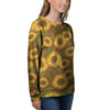 Brown Sunflower Print Women's Sweatshirt-grizzshop