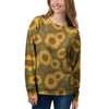 Brown Sunflower Print Women's Sweatshirt-grizzshop