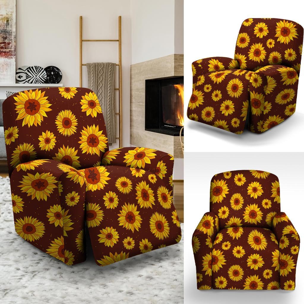 Brown Sunflower Recliner Cover-grizzshop