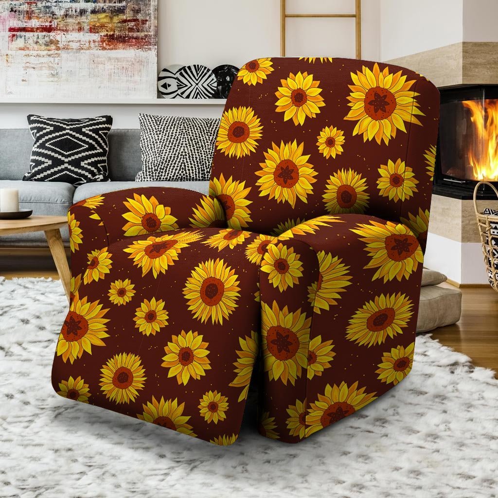 Brown Sunflower Recliner Cover-grizzshop