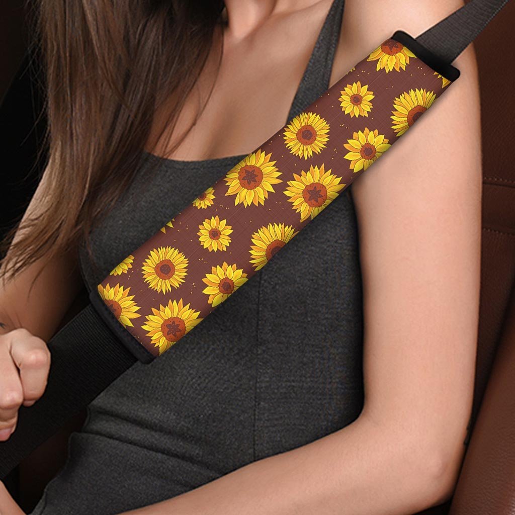 Brown Sunflower Seat Belt Cover-grizzshop