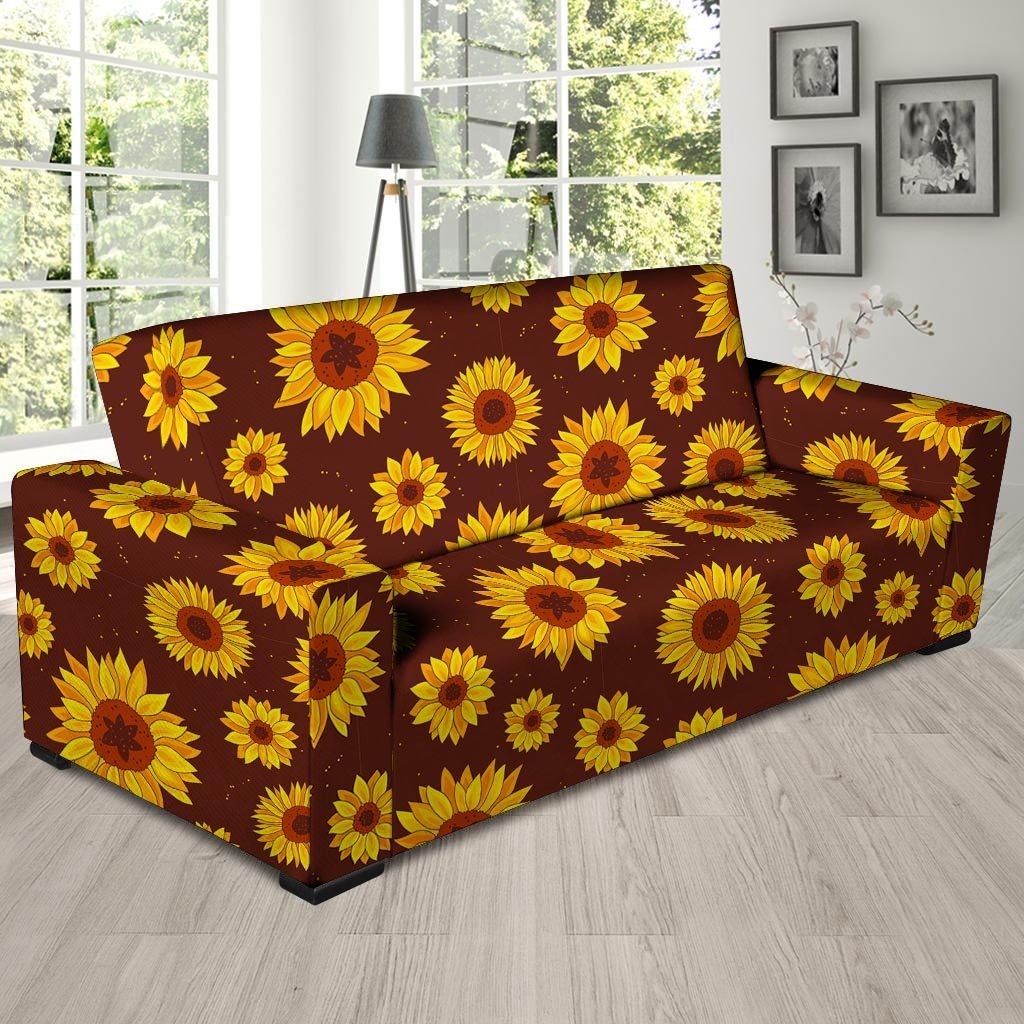 Brown Sunflower Sofa Cover-grizzshop