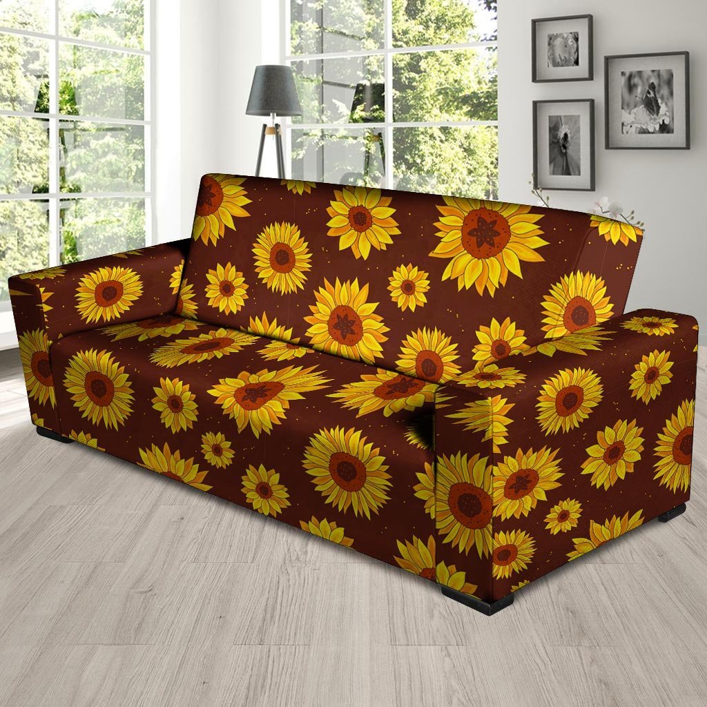 Brown Sunflower Sofa Cover-grizzshop