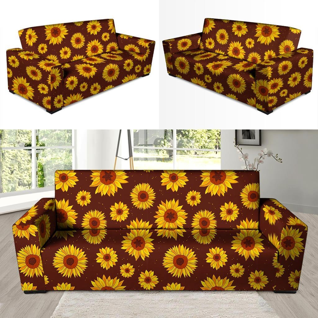 Brown Sunflower Sofa Cover-grizzshop