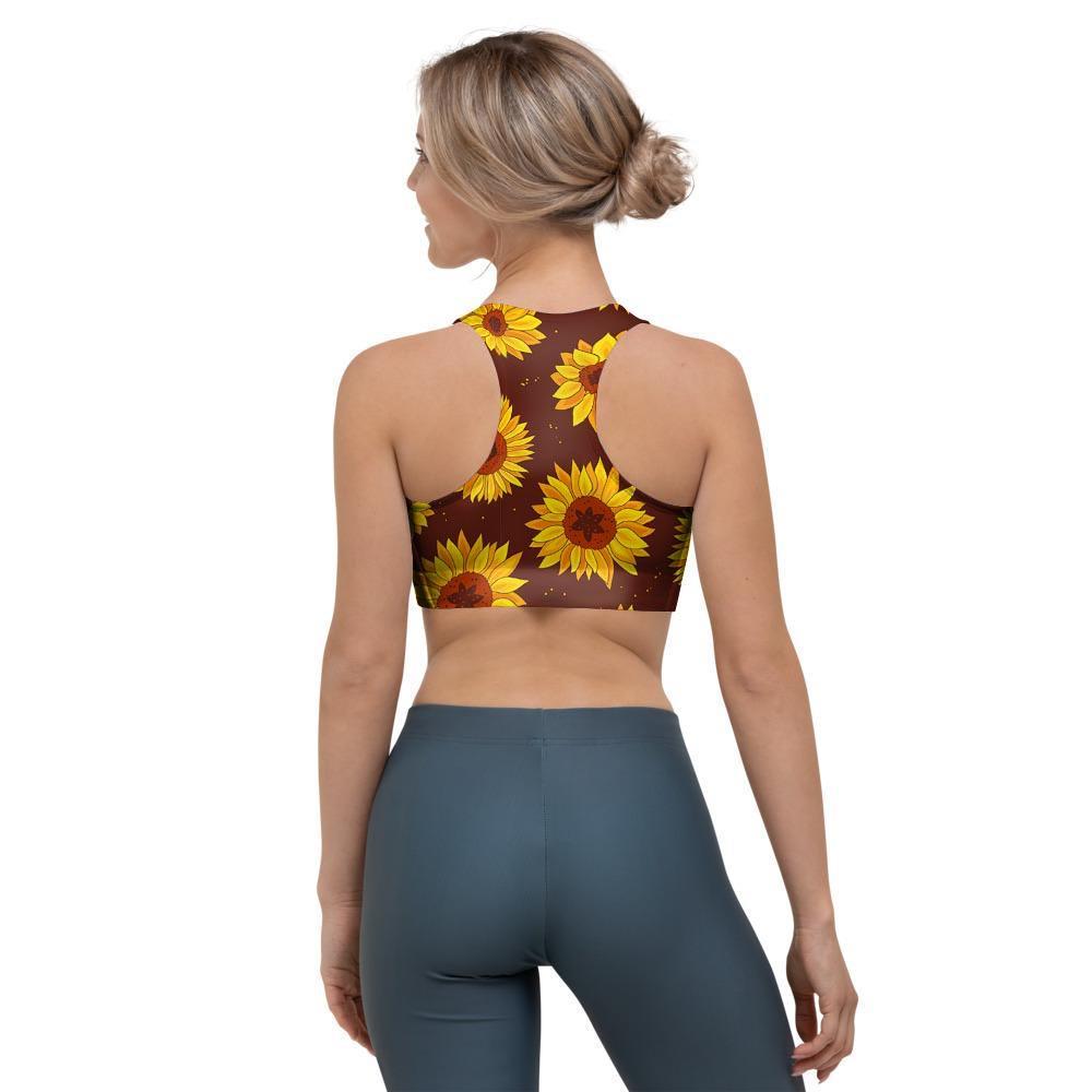 Brown Sunflower Sports Bra-grizzshop