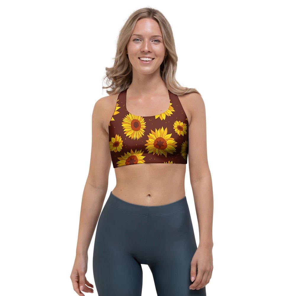 Brown Sunflower Sports Bra-grizzshop