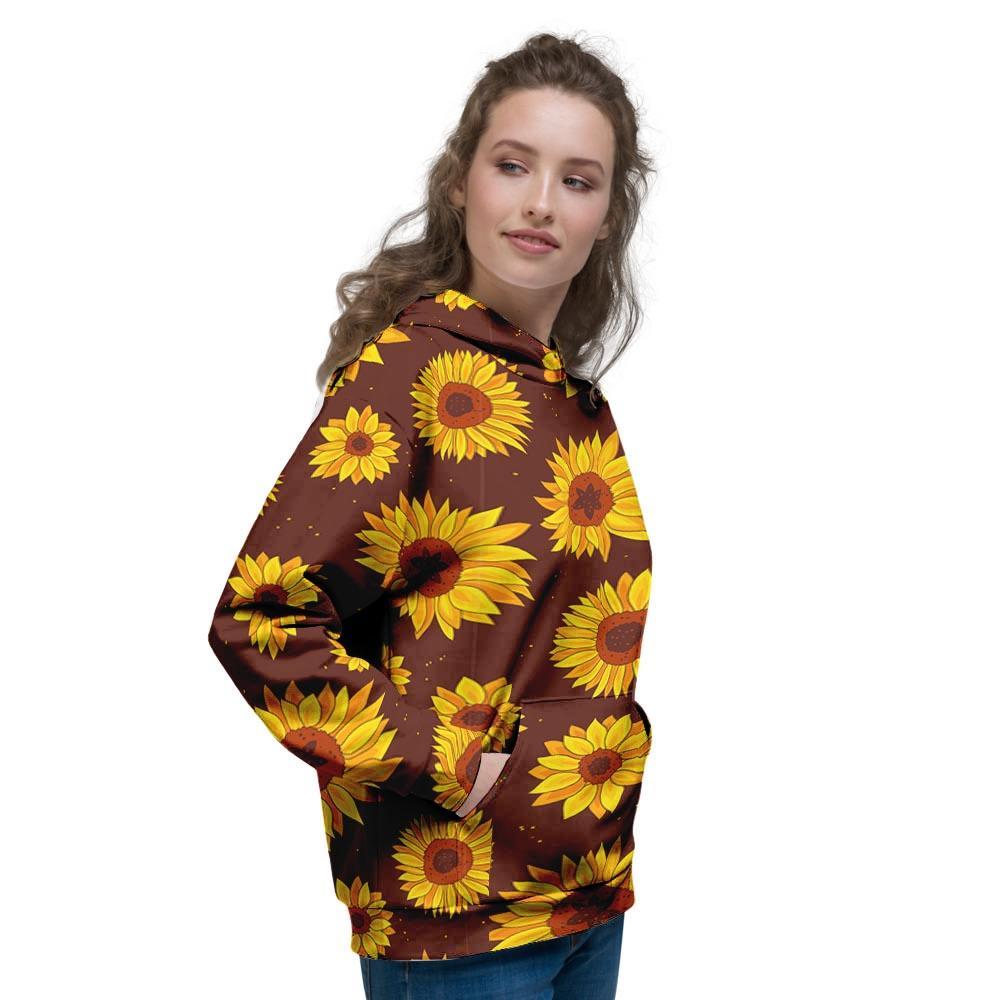 Brown Sunflower Women's Hoodie-grizzshop