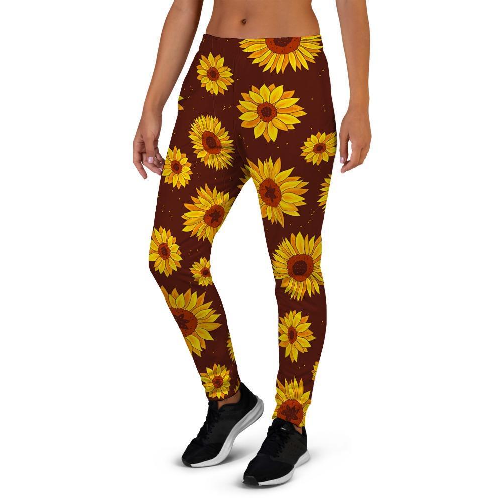 Brown Sunflower Women's Joggers-grizzshop