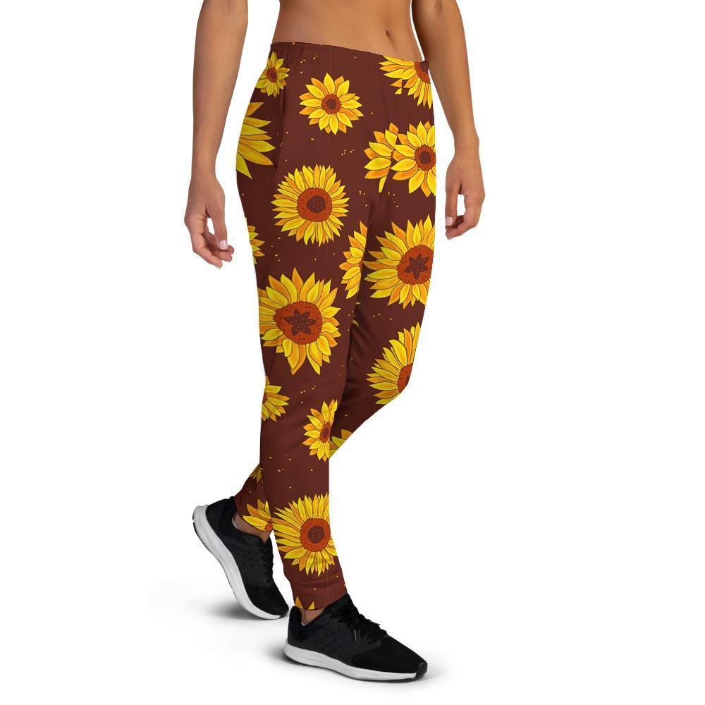 Brown Sunflower Women's Joggers-grizzshop