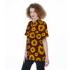 Brown Sunflower Women's Short Sleeve Shirts-grizzshop