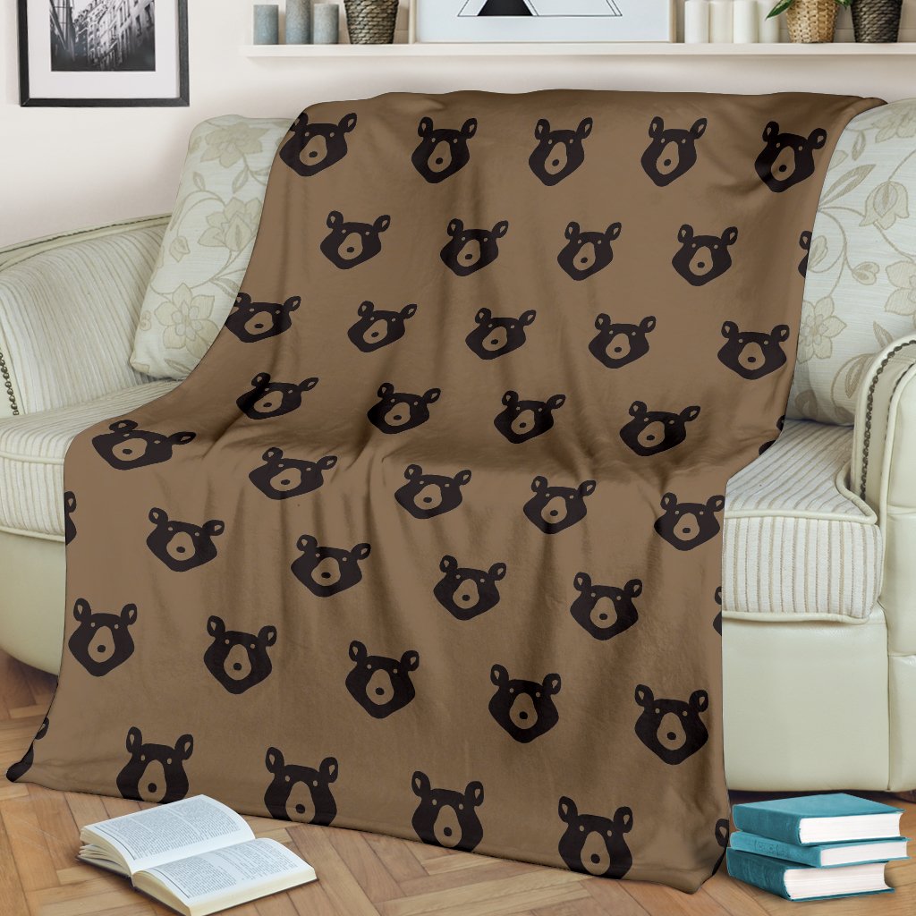 Brown Teddy Bear Pattern Print Blanket-grizzshop