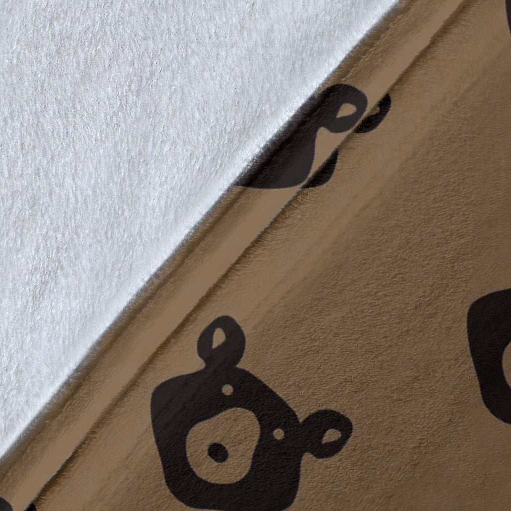 Brown Teddy Bear Pattern Print Blanket-grizzshop