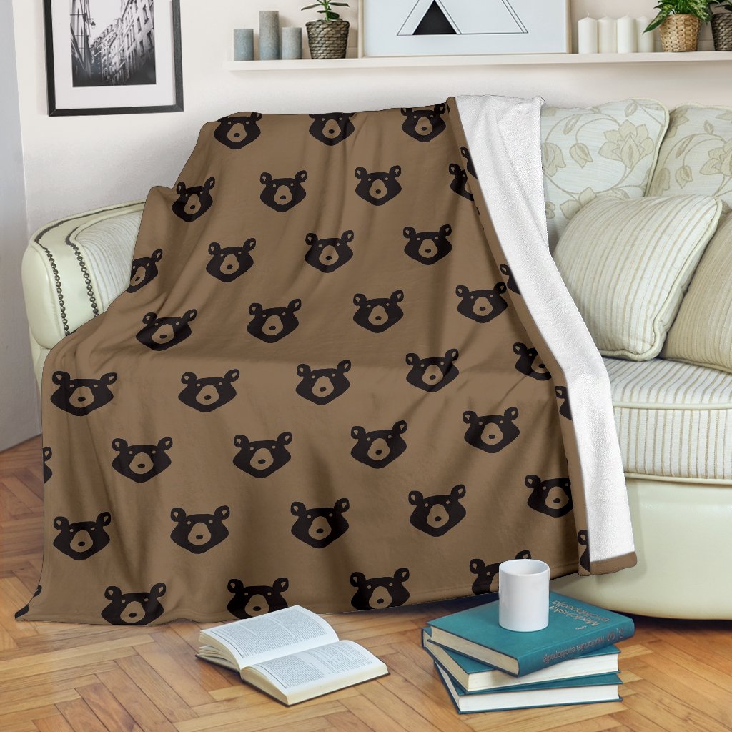 Brown Teddy Bear Pattern Print Blanket-grizzshop