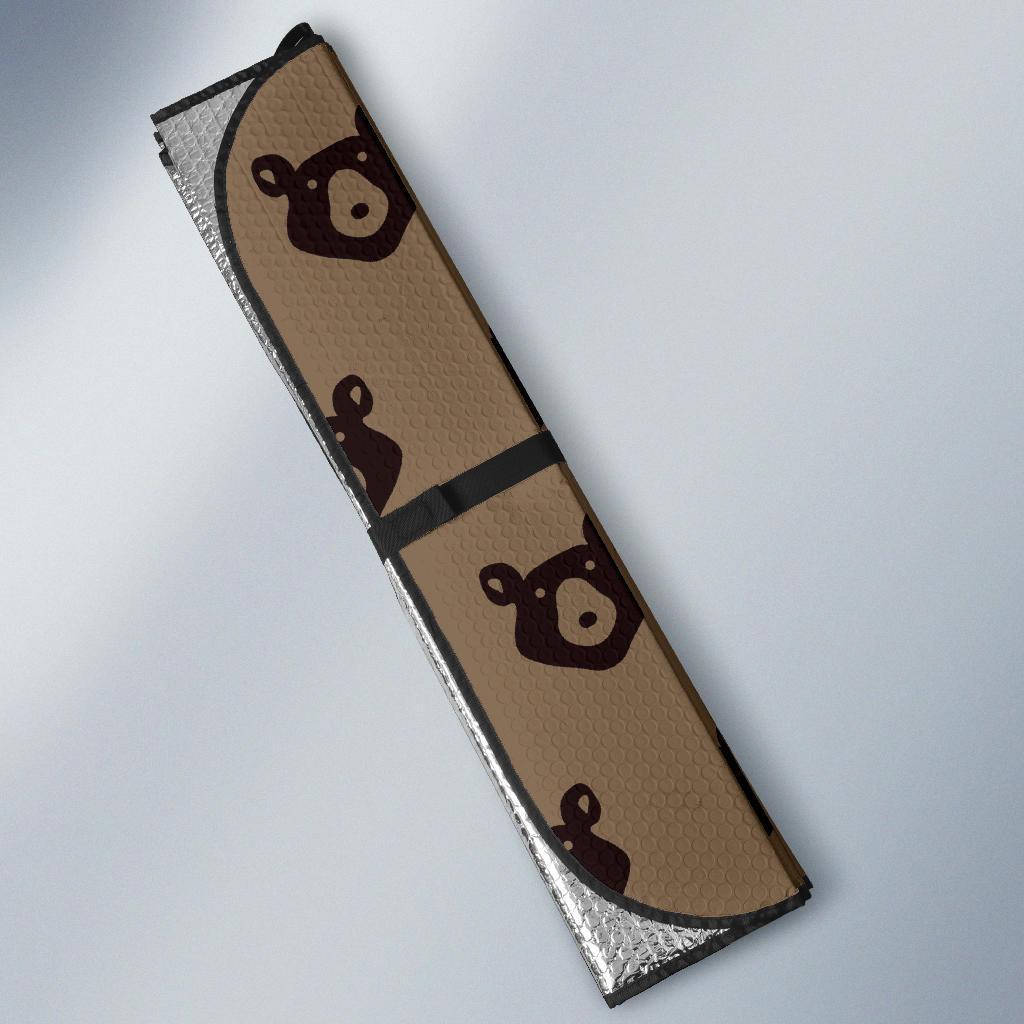 Brown Teddy Bear Pattern Print Car Sun Shade-grizzshop
